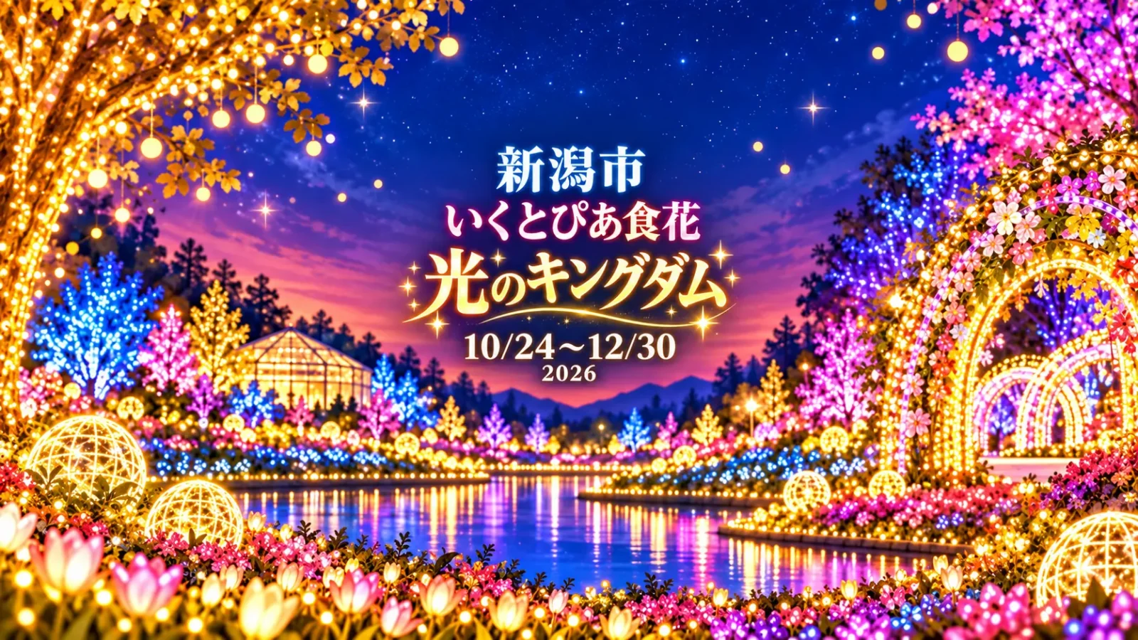 いくとぴあ食花「光のキングダム」10月24日開幕|冬のイルミネーション2026|編集部制作のイメージイラスト