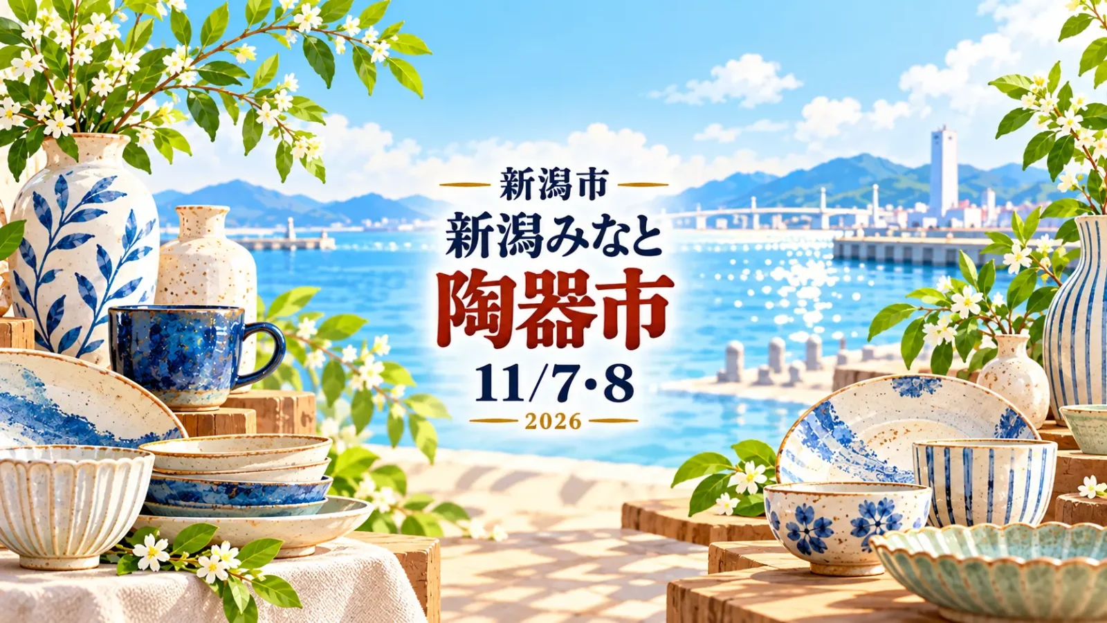 新潟みなと陶器市、11月7日・8日に大かまで|暮らしを彩る器探しへ|編集部制作のイメージイラスト