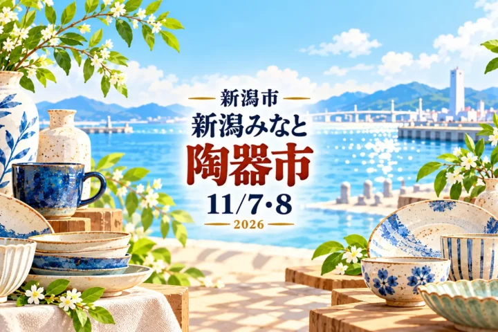 新潟みなと陶器市、11月7日・8日に大かまで｜暮らしを彩る器探しへ｜編集部制作のイメージイラスト