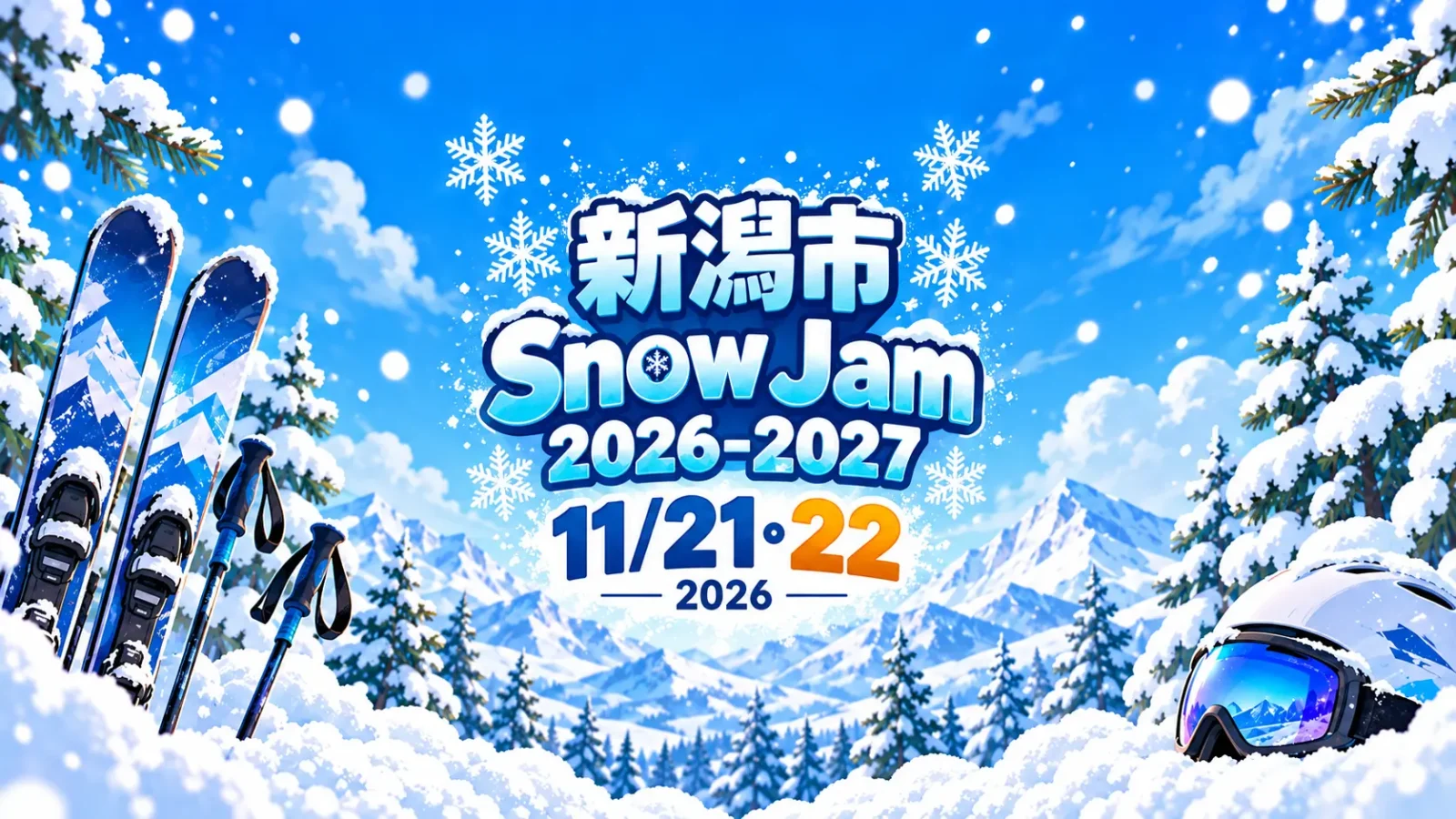 Snow Jam 2026–2027、11月21日・22日に新潟ふるさと村で|冬を楽しむきっかけに|編集部制作のイメージイラスト
